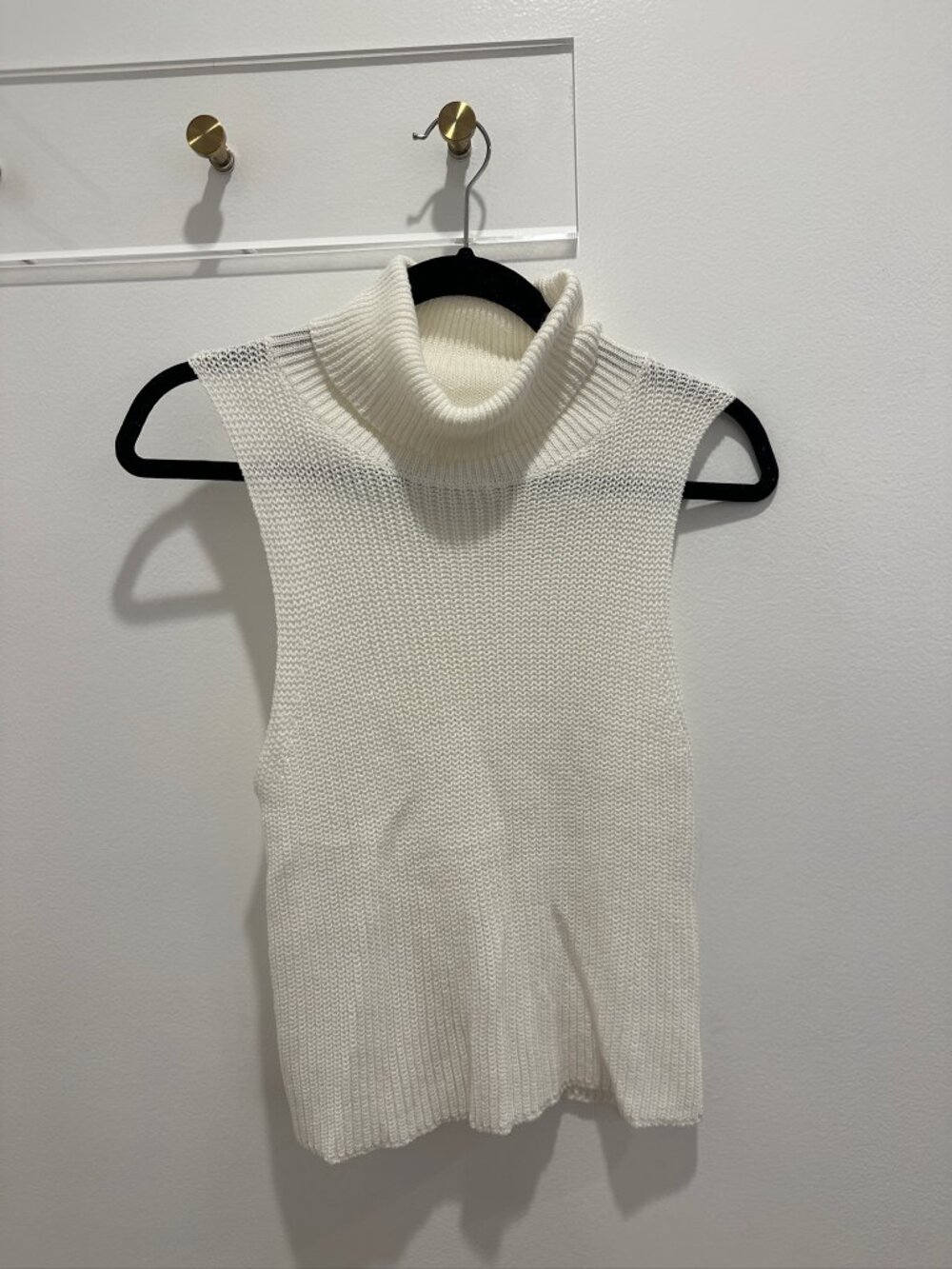 Anna Rae Cream Turtle Neck Knit Tank